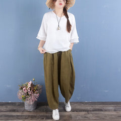 Women Spring Linen Loose Solid Casual Pants