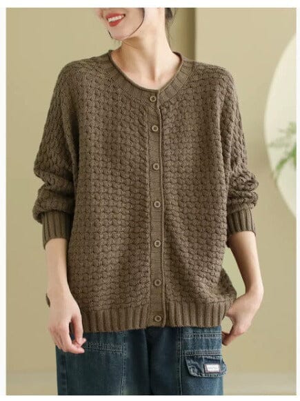 Women Spring Minimalist Casual Cotton Knitted Cardigan