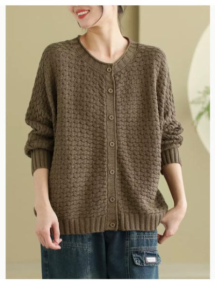 Women Spring Minimalist Casual Cotton Knitted Cardigan