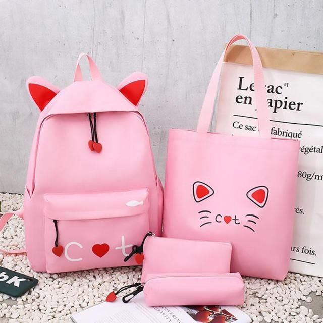 4 piece set Schoolbags For Teenage Girls Cute Print Women Cool Backpack High Quality School Backpack Female Shoulder Bags