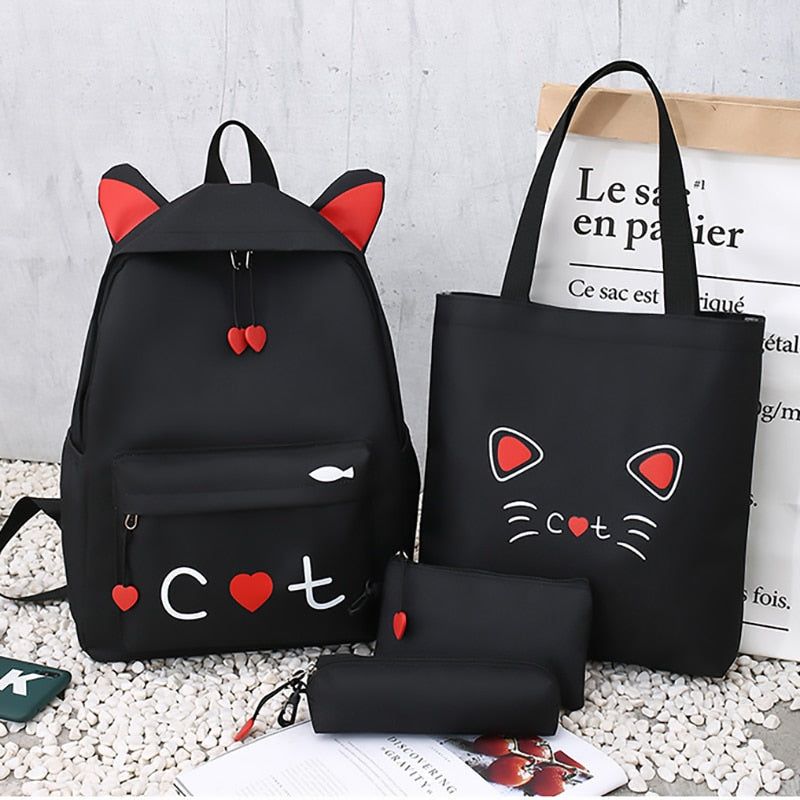 4 piece set Schoolbags For Teenage Girls Cute Print Women Cool Backpack High Quality School Backpack Female Shoulder Bags