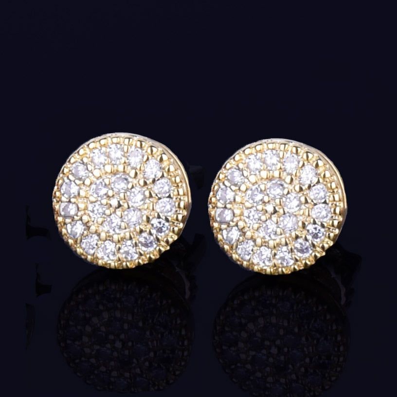 8MM Golden Mini Rounded Stud Earring Charm Jewelry ECJSOL06  Cubic Zircon