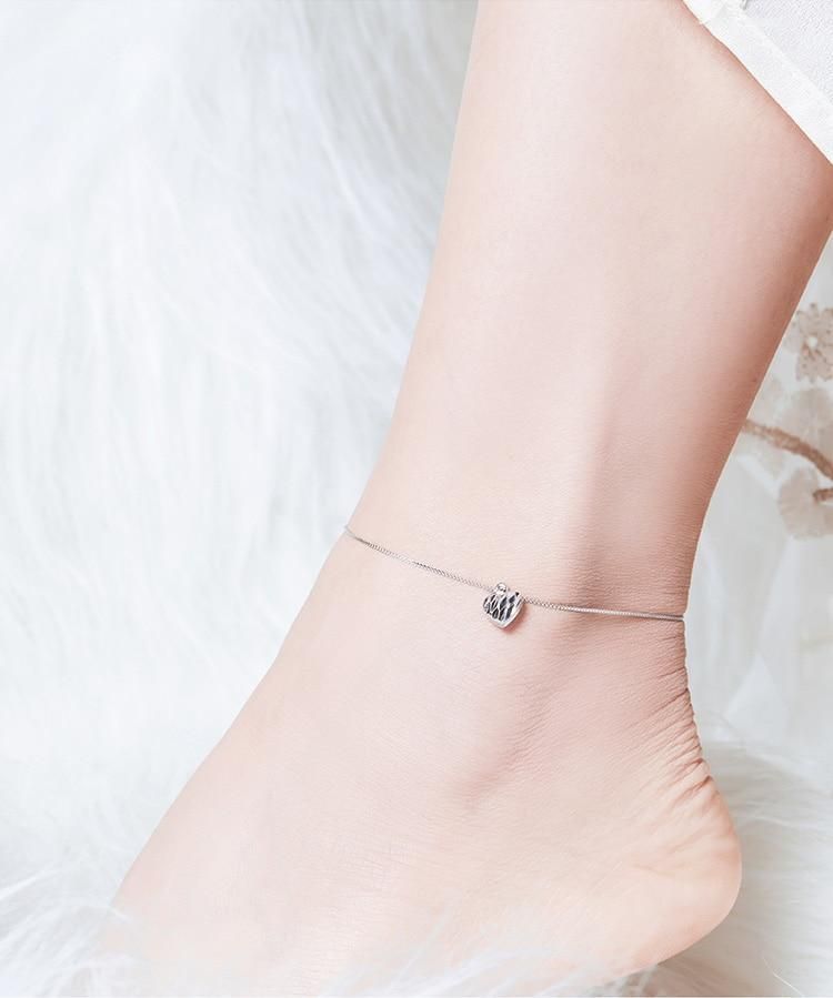 925 Sterling Silver Ankle t Charm Jewelry Simple Essential Bead SCT002