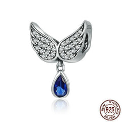 925 Sterling Silver Blue Angel Wings Pendant Charm Jewelry Without Chain