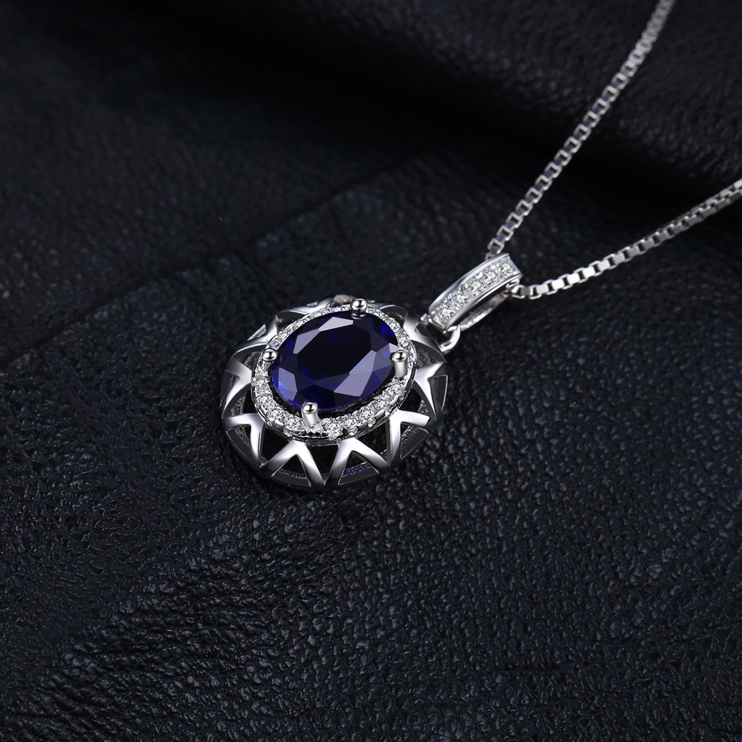 925 Sterling Silver Blue Sapphire Pendant Charm Jewelry JOS0327 Without Chain