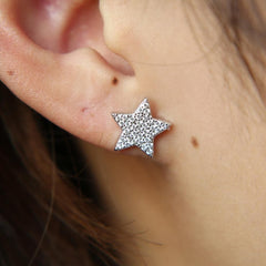 925 Sterling Silver Crystal Star Earrings Charm Jewelry