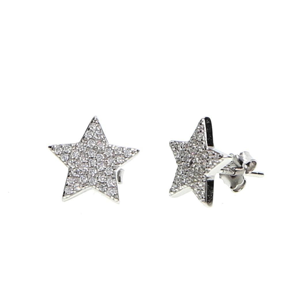 925 Sterling Silver Crystal Star Earrings Charm Jewelry