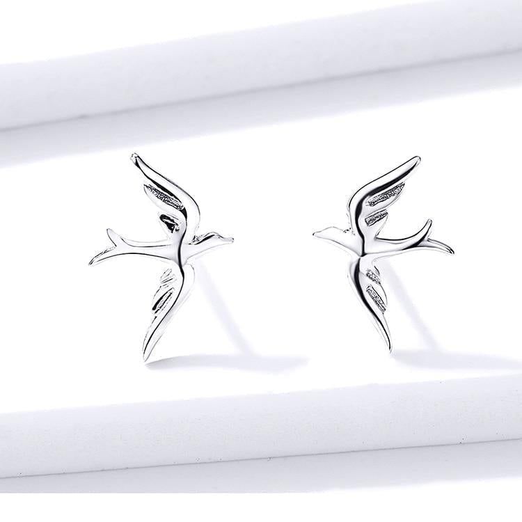 925 Sterling Silver Earrings Charm Jewelry Vivid Bird #BSE302