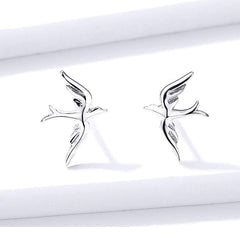 925 Sterling Silver Earrings Charm Jewelry Vivid Bird #BSE302