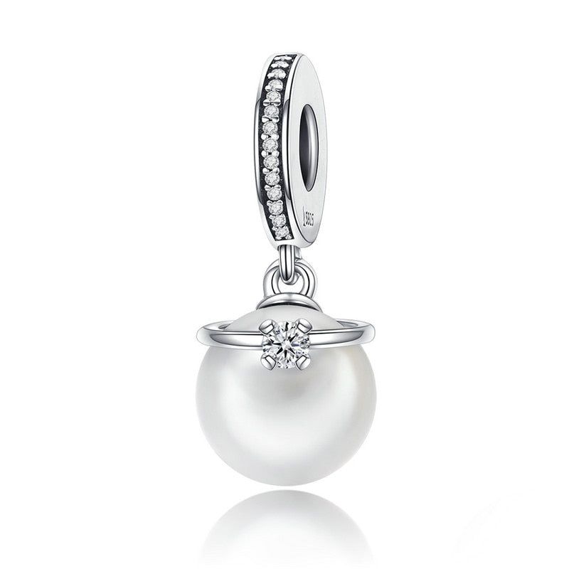 925 Sterling Silver Elegant Pearl Pendant Charm Jewelry Without Chain