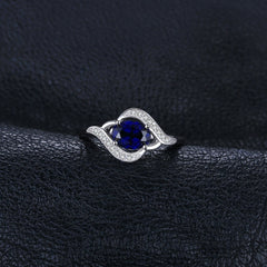 925 Sterling Silver Finger Rings Charm Jewelry JOS0407 Blue Oval Gemstone