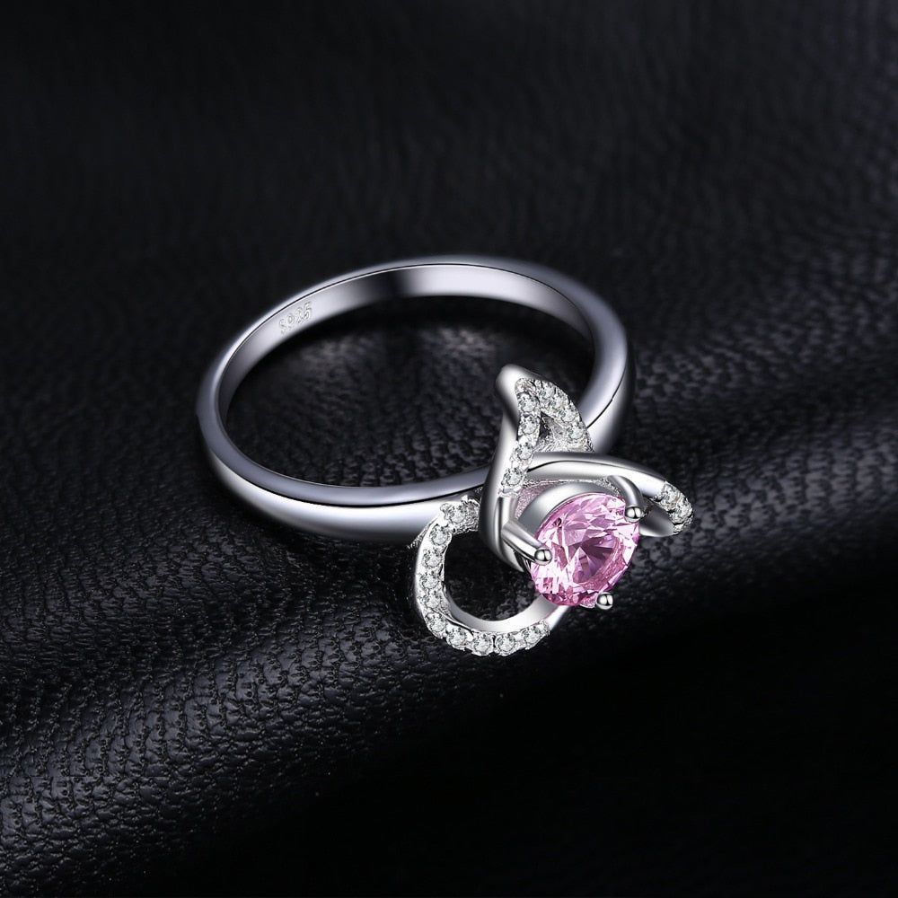 925 Sterling Silver Finger Rings Charm Jewelry JOS0411 Flower Pink Gemstone