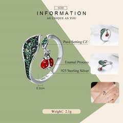 925 Sterling Silver Finger Rings Charm Jewelry Ladybug Pattern #HSR310