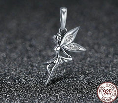 925 Sterling Silver Flower Fairy Dangle Pendant Charm Jewelry SCC359 Without Chain