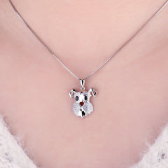 925 Sterling Silver Pendant Charm Jewelry JPOS0327 Schnauzer Dog Pattern Without Chain