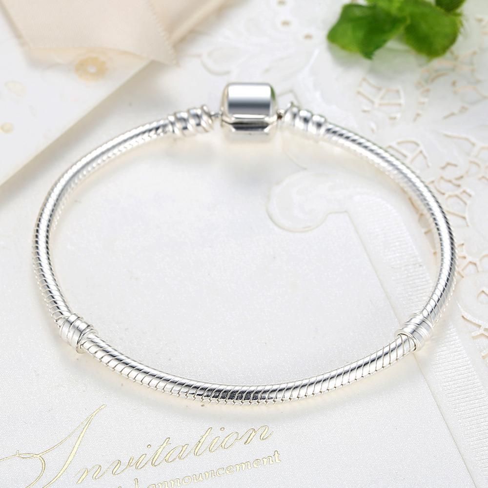 925 Sterling Silver Plated Snake Chain Bracelet Charm Jewelry ZJCL12