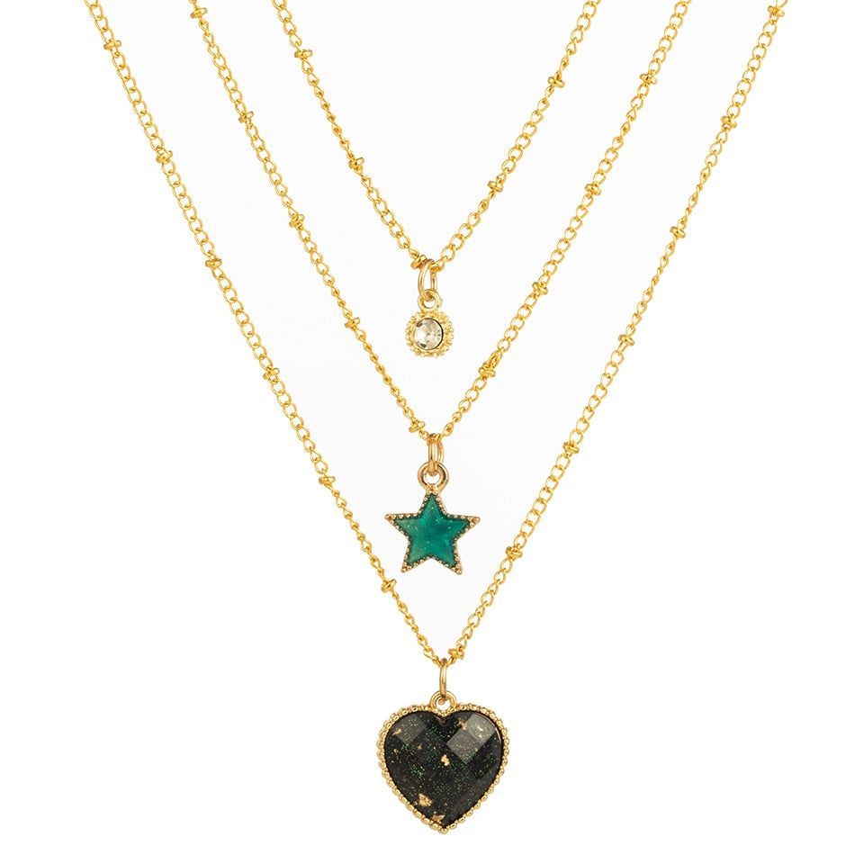 Multilayer Necklaces Charm Jewelry Heart Stars Round Coin Portrait Dollar N010980B