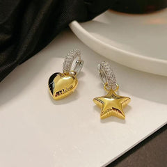 Asymmetrical Star Heart Drop Earrings Charm Jewelry RB300