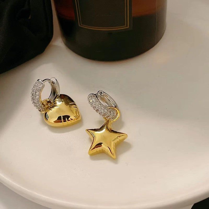 Asymmetrical Star Heart Drop Earrings Charm Jewelry RB300