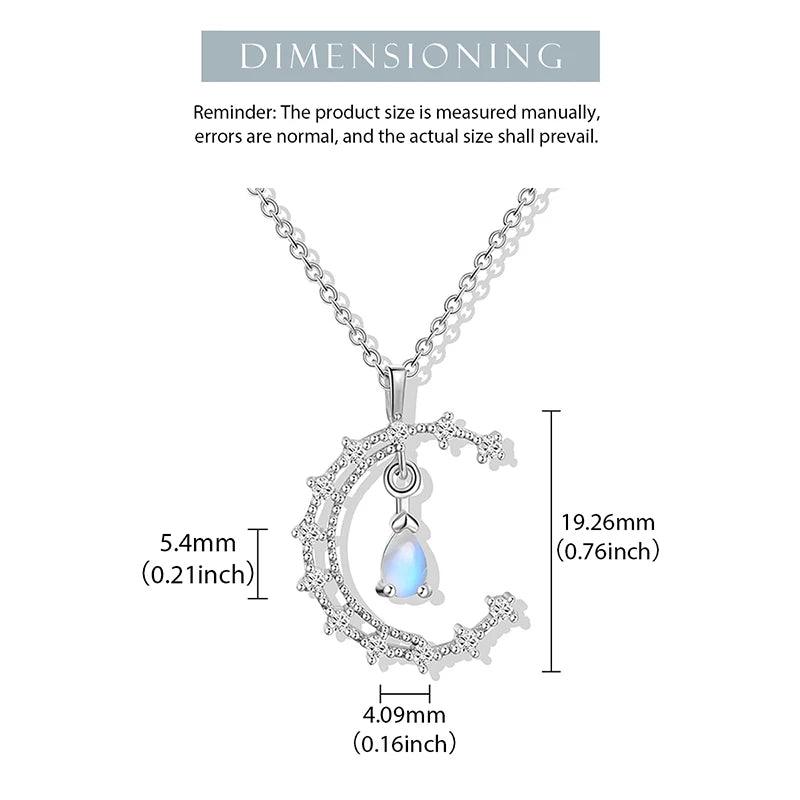 Blue Moonstone Water Drop 925 Sterling Silver Necklace Charm Jewelry - XF0085B1