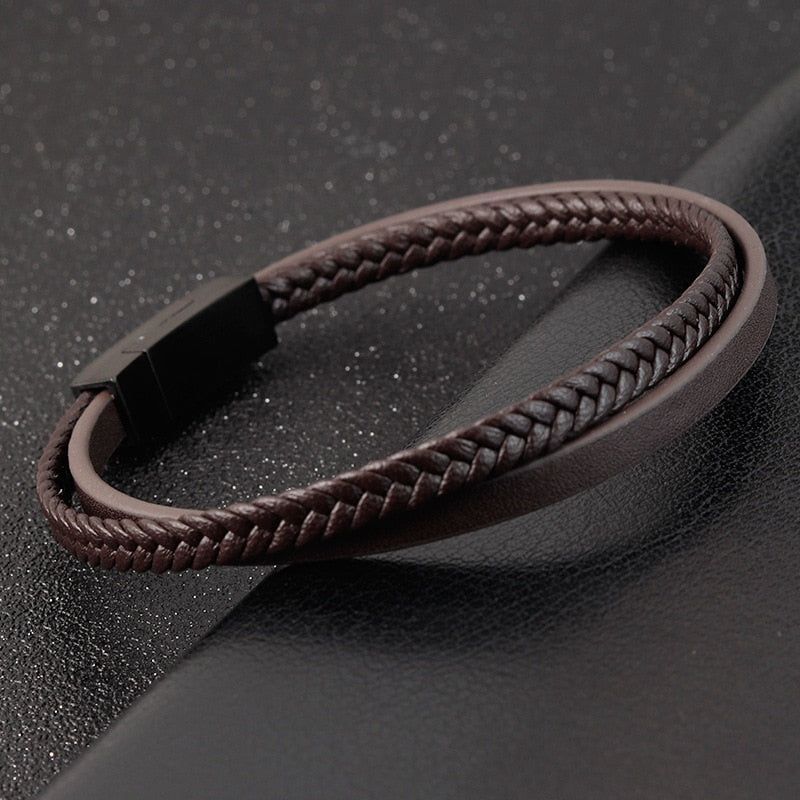 Bracelet Charm Jewelry 2021 woven Multi-layer Accessory Stainless Steel Leather Bracelet For Unisex