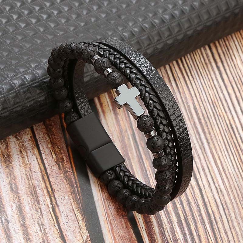 Bracelet Charm Jewelry 2021 woven Multi-layer Accessory Stainless Steel Leather Bracelet For Unisex