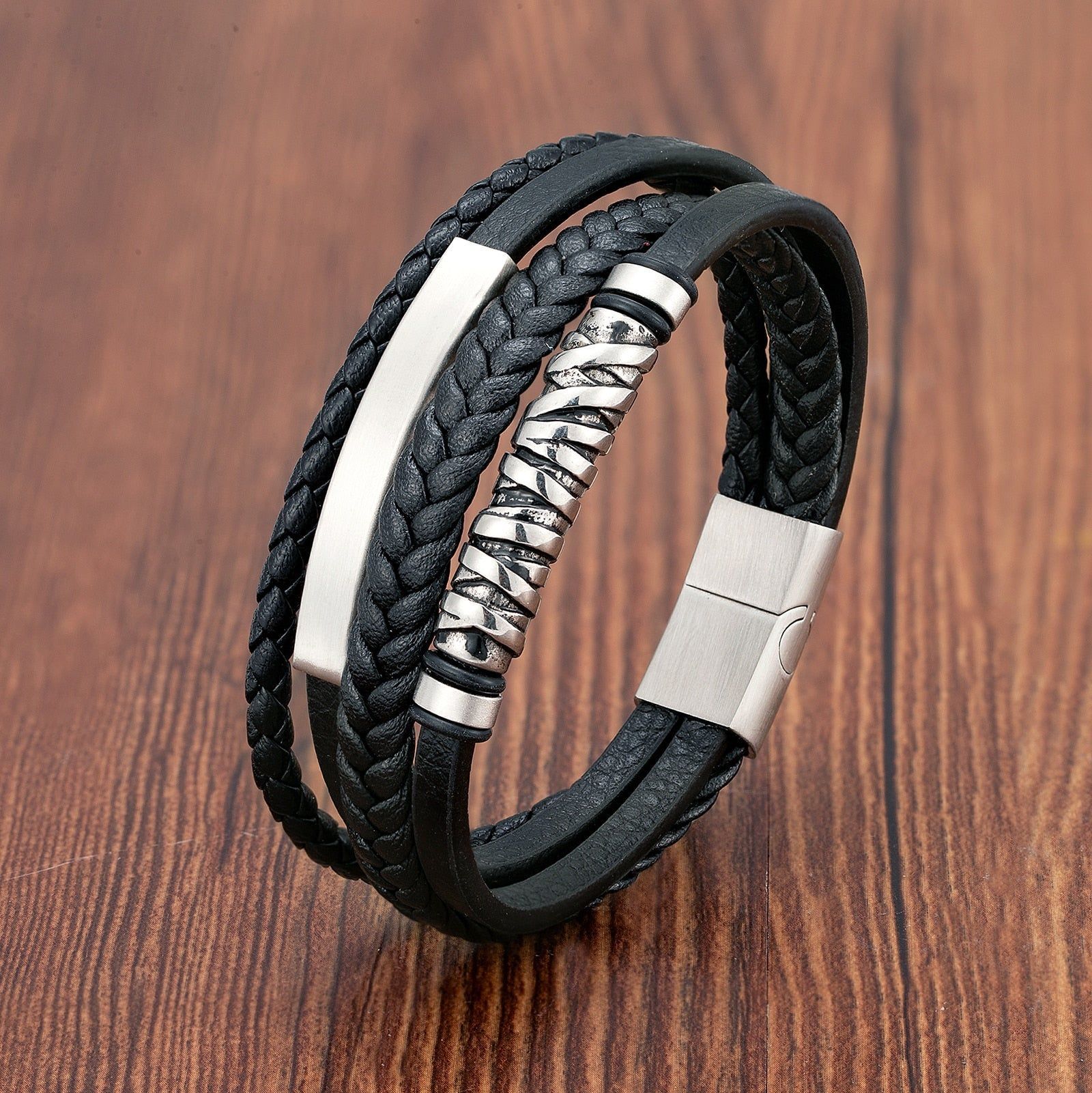 Bracelet Charm Jewelry 2021 woven Multi-layer Accessory Stainless Steel Leather Bracelet For Unisex