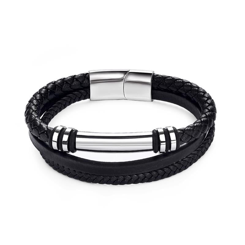 Bracelet Charm Jewelry 2021 woven Multi-layer Accessory Stainless Steel Leather Bracelet For Unisex