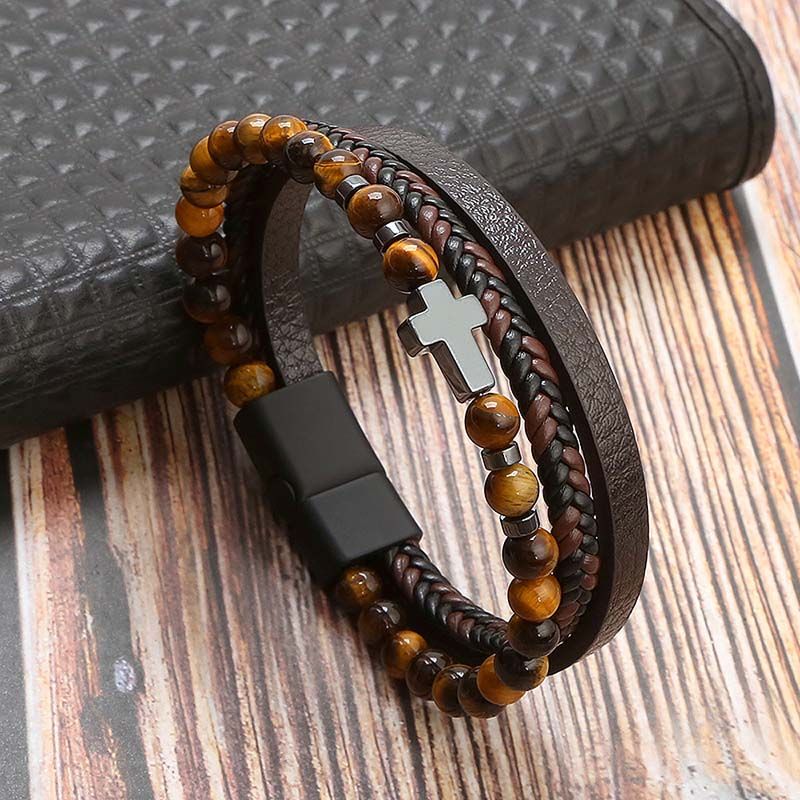 Bracelet Charm Jewelry 2021 woven Multi-layer Accessory Stainless Steel Leather Bracelet For Unisex