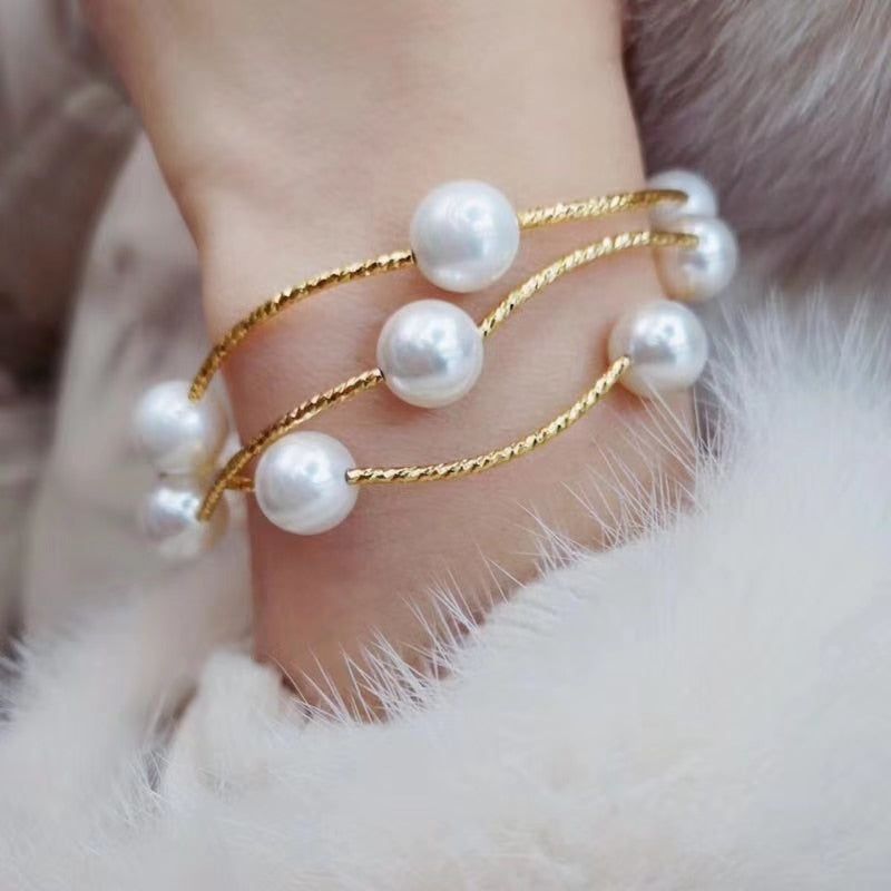 Bracelets Charm Jewelry Multi Layers Simulated Pearl #ET300