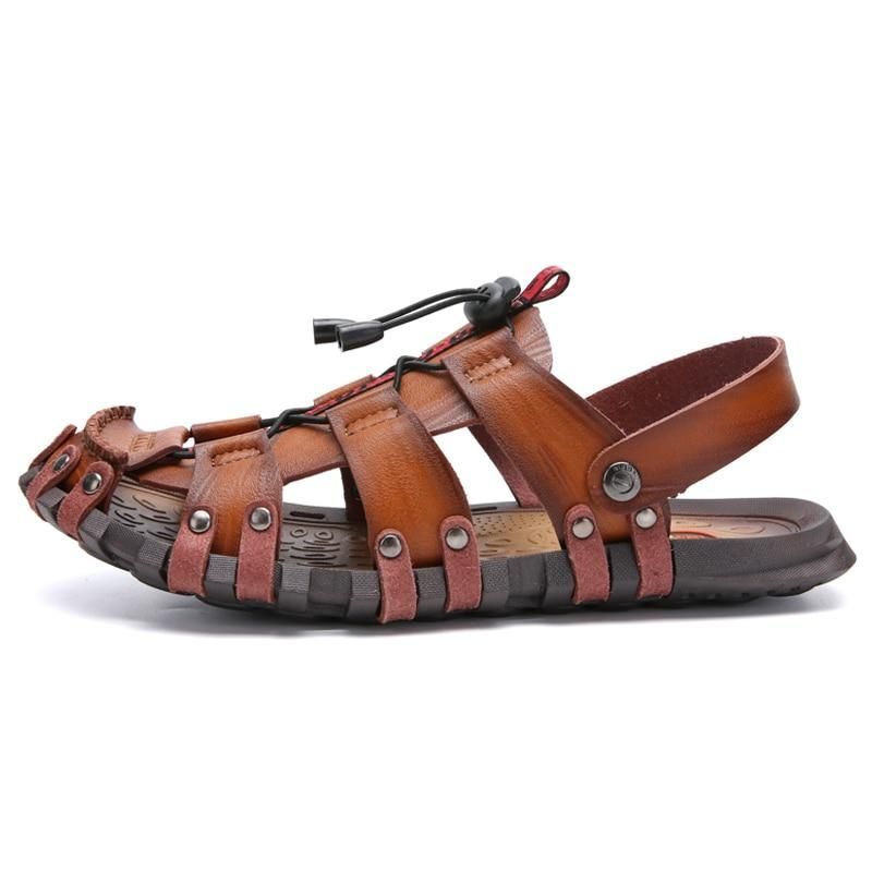 Breathable Leather Brown  Casual Shoes Sandals GT241