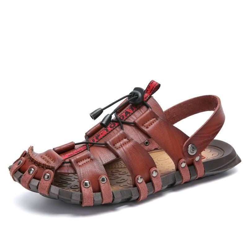 Breathable Leather Brown  Casual Shoes Sandals GT241