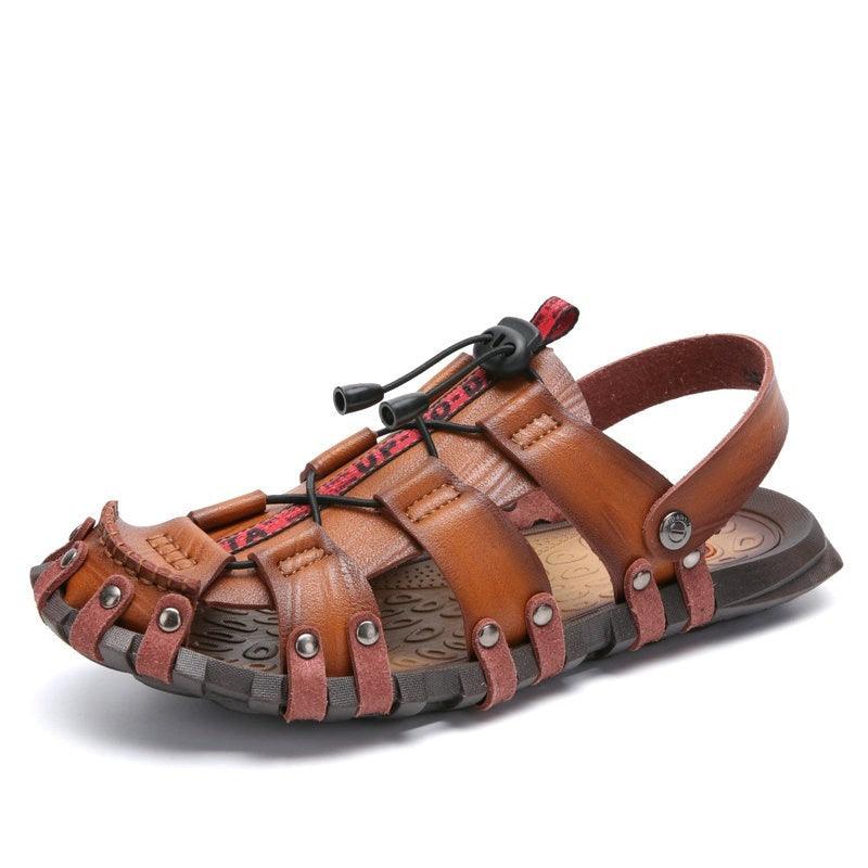 Breathable Leather Brown  Casual Shoes Sandals GT241