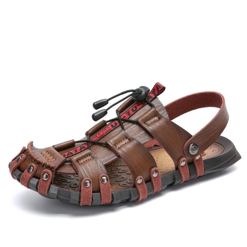 Breathable Leather Brown  Casual Shoes Sandals GT241