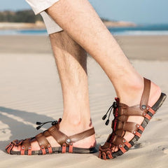 Breathable Leather Brown  Casual Shoes Sandals GT241