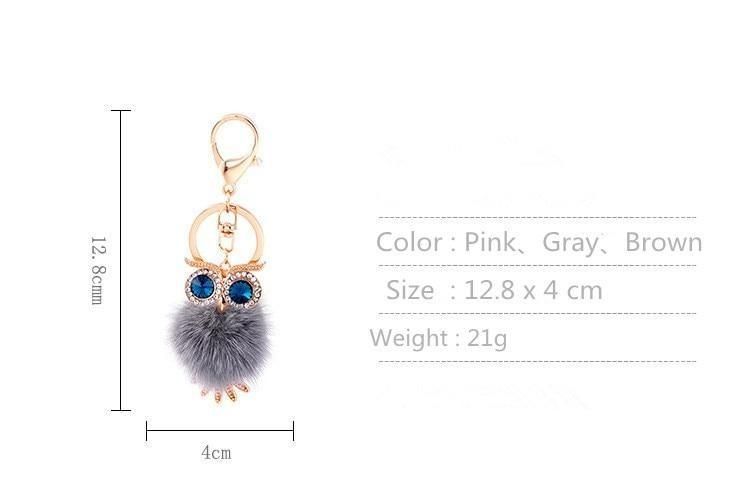 Cute Owl Pompom Fur Ball Unique Keychains #C5138