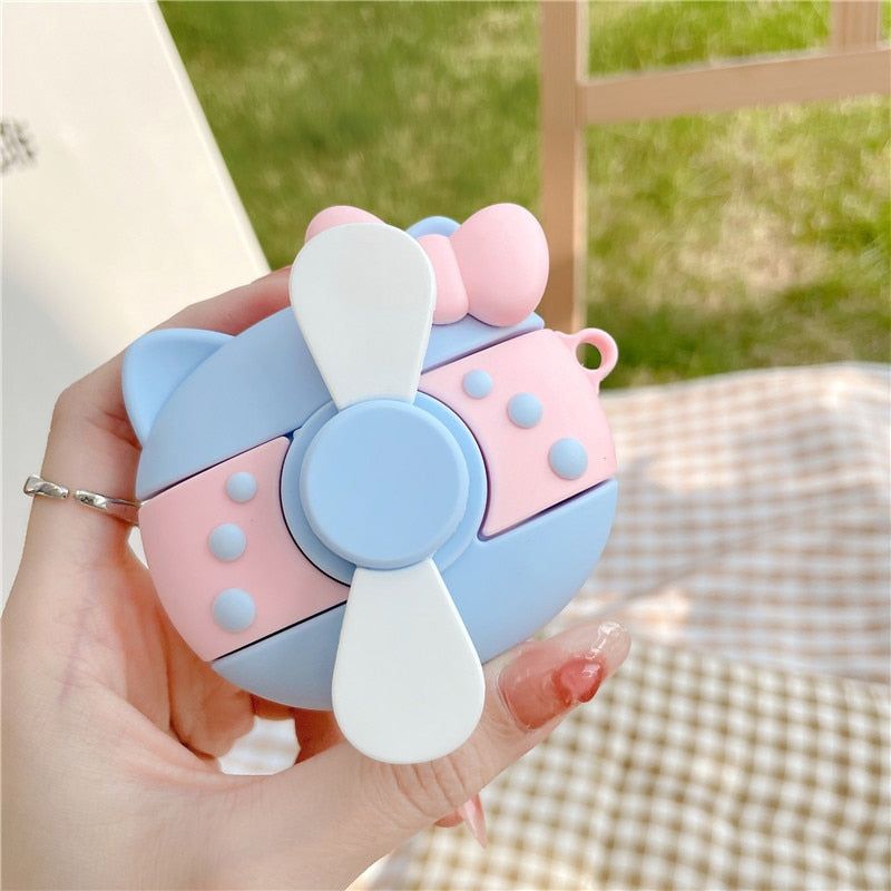 Cute Rotating Fan Silicone Cover for Airpods 1, 2, and 3