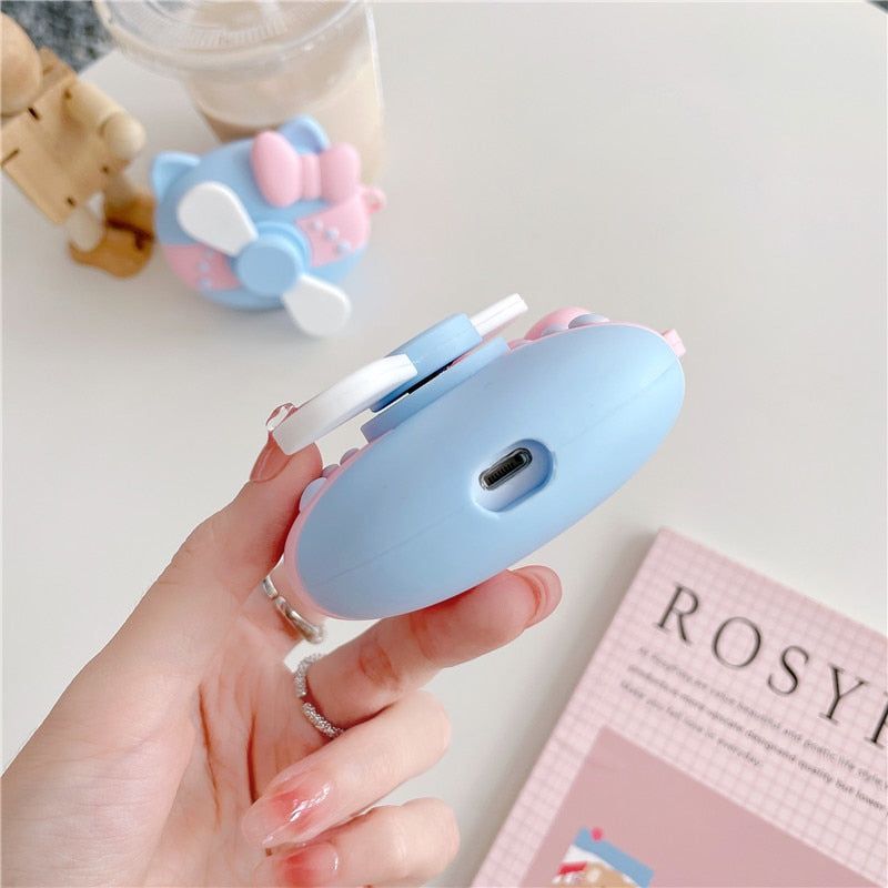 Cute Rotating Fan Silicone Cover for Airpods 1, 2, and 3