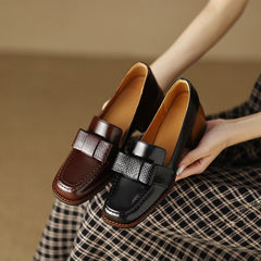 DX200  Casual Shoes -  Leather Pumps with Square Thick Heels