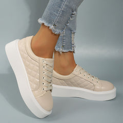 Diamond Shape Stitching Lace-Up Platform Sneakers