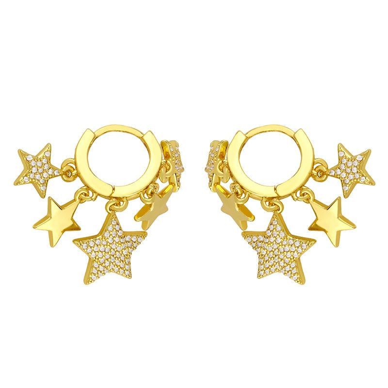 Earring Charm Jewelry Accessories Gold Star Hoop Metal 14K Copper YOS0312