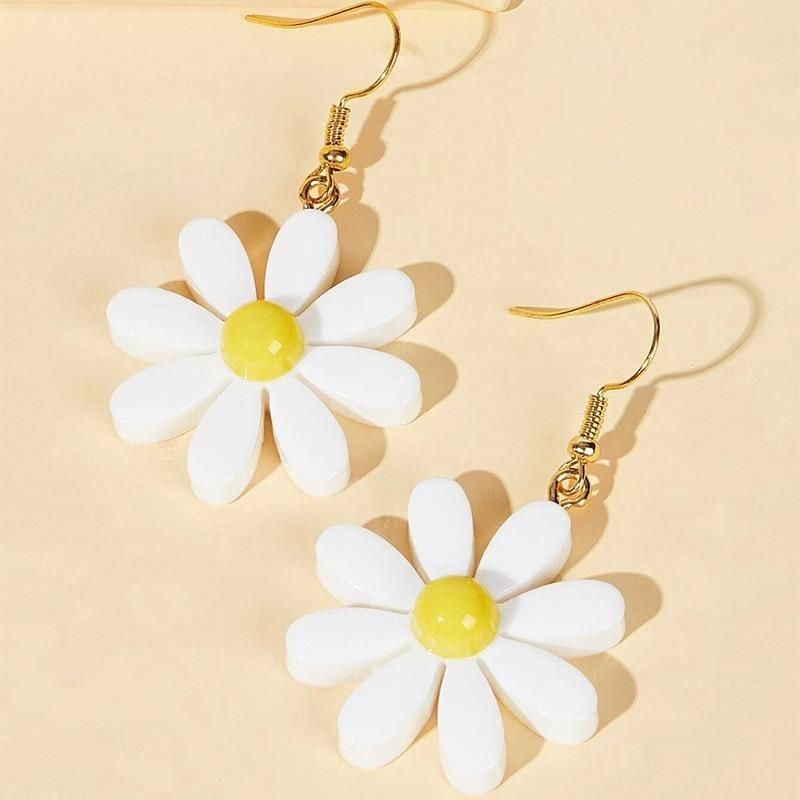 Earrings Charm Jewelry Bohemian White Daisy Flowers ER210019