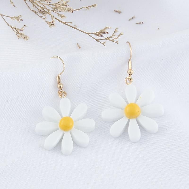 Earrings Charm Jewelry Bohemian White Daisy Flowers ER210019