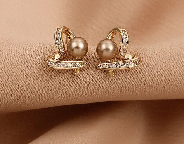 Earrings Charm Jewelry ECJTXY3 Classic Small heart Champagne Pearl