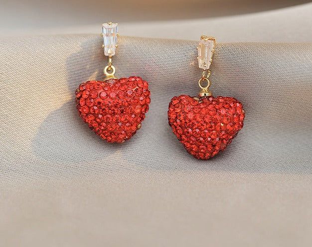 Earrings Charm Jewelry ECJTXY48 Red Heart Pendant Accessories