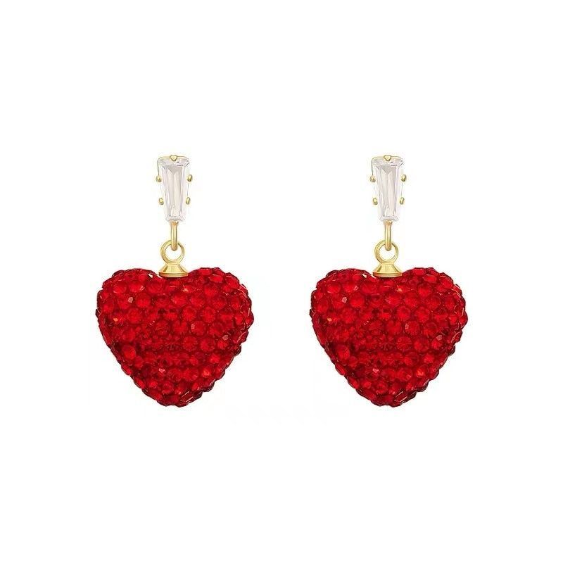 Earrings Charm Jewelry ECJTXY48 Red Heart Pendant Accessories