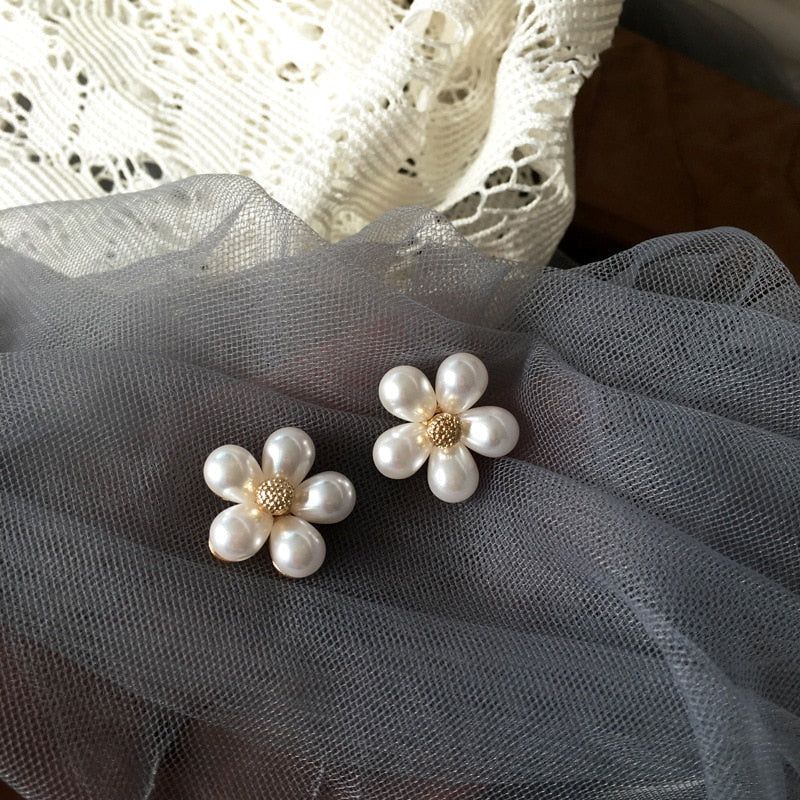 Earrings Charm Jewelry Faux Pearl Flower  ET432