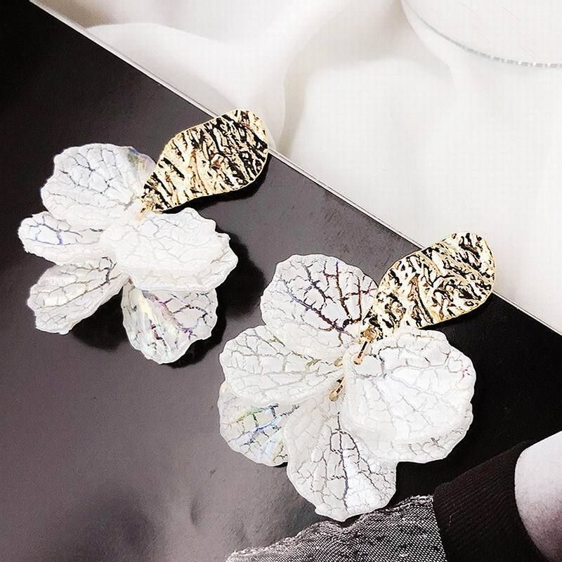 Earrings Charm Jewelry Korean White Flower Pattern