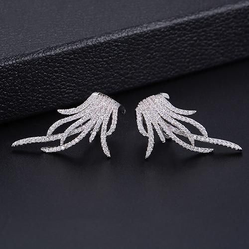 Elegant Famous Design Leaf Full Micro Paved Micro Zirconia Wedding Earring  Earring Charm Jewelry