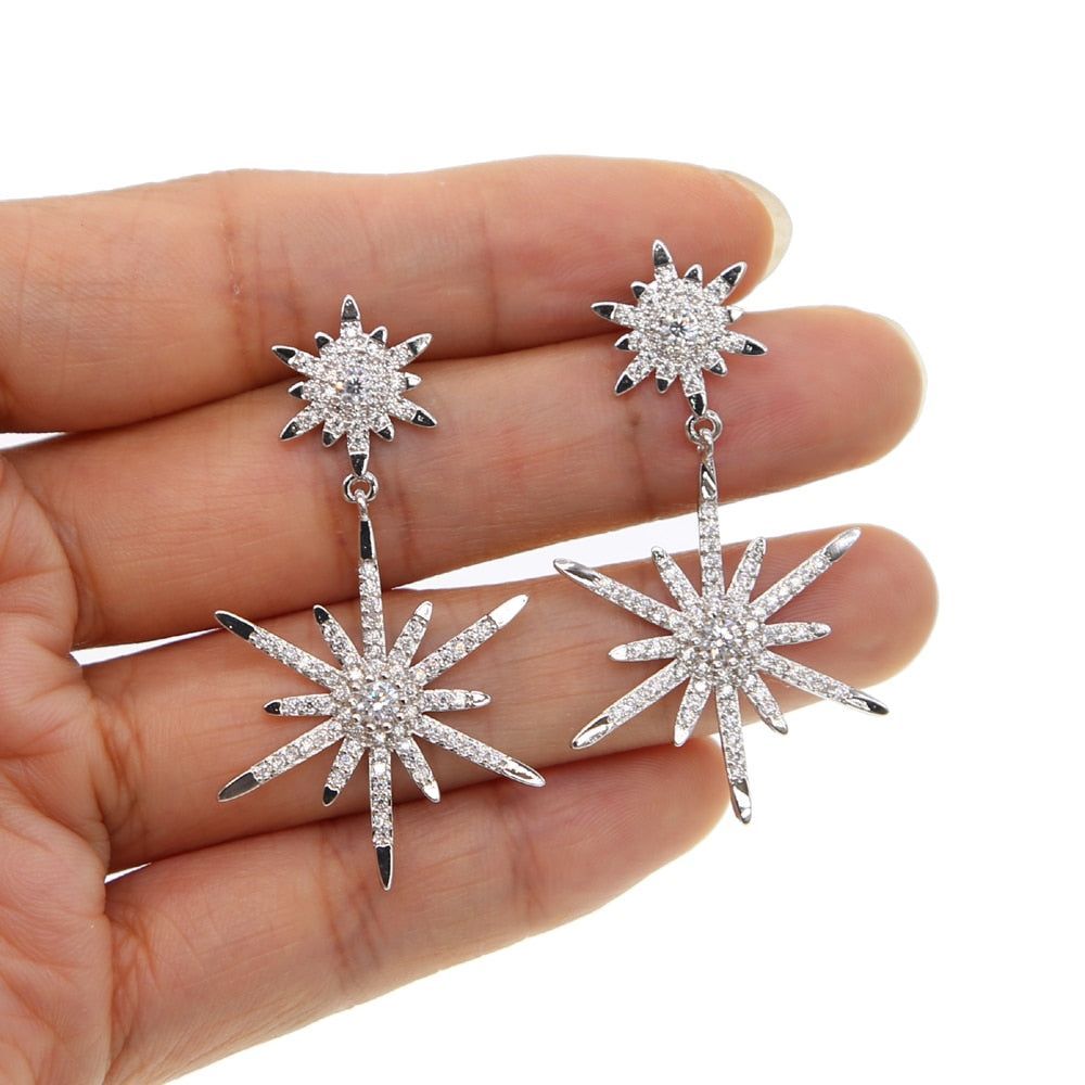 2 North Stars Long Earring Charm Jewelry